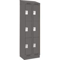 Clean Line Lockers, 3 -tier, Bank of 2, 24" x 18" x 82", Steel, Charcoal, Rivet (Assembled) Equipex