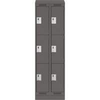 Clean Line Lockers, 3 -tier, Bank of 2, 24" x 18" x 82", Steel, Charcoal, Rivet (Assembled) Equipex
