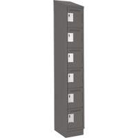 Clean Line Lockerette, 6 -tier, 12" x 18" x 82", Steel, Charcoal, Rivet (Assembled) Equipex