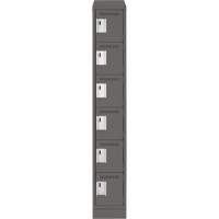Clean Line Lockerette, 6 -tier, 12" x 18" x 82", Steel, Charcoal, Rivet (Assembled) Equipex