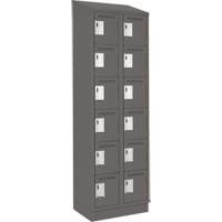 Clean Line Lockerette, 6 -tier, Bank of 2, 24" x 18" x 82", Steel, Charcoal, Rivet (Assembled) Equipex