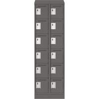 Clean Line Lockerette, 6 -tier, Bank of 2, 24" x 18" x 82", Steel, Charcoal, Rivet (Assembled) Equipex