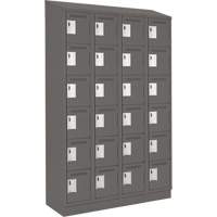 Clean Line Lockerette, 6 -tier, Bank of 4, 48" x 18" x 82", Steel, Charcoal, Rivet (Assembled) Equipex
