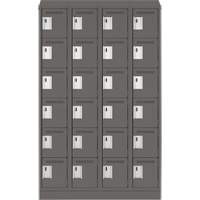 Clean Line Lockerette, 6 -tier, Bank of 4, 48" x 18" x 82", Steel, Charcoal, Rivet (Assembled) Equipex