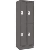 Clean Line Lockers, 2 -tier, Bank of 2, 24" x 18" x 76", Steel, Charcoal, Rivet (Assembled) Equipex