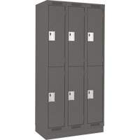 Clean Line Lockers, 2 -tier, Bank of 3, 36" x 18" x 76", Steel, Charcoal, Rivet (Assembled) Equipex