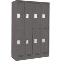 Casiers Clean Line, 2 niveaux, Bloc de 4, 48" x 18" x 76", Acier, Charbon, Rivet (assembl&eacute;) Equipex