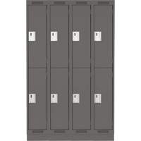 Casiers Clean Line, 2 niveaux, Bloc de 4, 48" x 18" x 76", Acier, Charbon, Rivet (assembl&eacute;) Equipex