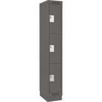 Clean Line Lockers, 3 -tier, 12" x 18" x 76", Steel, Charcoal, Rivet (Assembled) Equipex