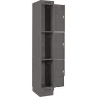 Clean Line Lockers, 3 -tier, Bank of 4, 48" x 18" x 76", Steel, Charcoal, Rivet (Assembled) Equipex
