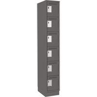 Clean Line Lockerette, 6 -tier, 12" x 18" x 76", Steel, Charcoal, Rivet (Assembled) Equipex