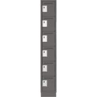Clean Line Lockerette, 6 -tier, 12" x 18" x 76", Steel, Charcoal, Rivet (Assembled) Equipex