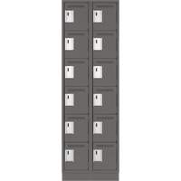 Clean Line Lockerette, 6 -tier, Bank of 2, 24" x 18" x 76", Steel, Charcoal, Rivet (Assembled) Equipex