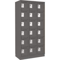 Clean Line Lockerette, 6 -tier, Bank of 3, 36" x 18" x 76", Steel, Charcoal, Rivet (Assembled) Equipex