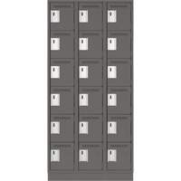 Clean Line Lockerette, 6 -tier, Bank of 3, 36" x 18" x 76", Steel, Charcoal, Rivet (Assembled) Equipex