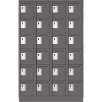 Clean Line Lockerette, 6 -tier, Bank of 4, 48" x 18" x 76", Steel, Charcoal, Rivet (Assembled) Equipex