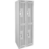 Casiers Clean Line, 2 niveaux, Bloc de 2, 24" x 15" x 72", Acier, Gris, Rivet (assembl&eacute;), Perfor&eacute; Equipex
