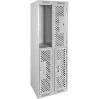 Casiers Clean Line, 2 niveaux, Bloc de 2, 24" x 15" x 72", Acier, Gris, Rivet (assembl&eacute;), Perfor&eacute; Equipex