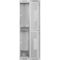 Casiers Clean Line, 2 niveaux, Bloc de 2, 24" x 15" x 72", Acier, Gris, Rivet (assembl&eacute;), Perfor&eacute; Equipex