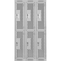 Casiers Clean Line, 2 niveaux, Bloc de 3, 36" x 15" x 72", Acier, Gris, Rivet (assembl&eacute;), Perfor&eacute; Equipex