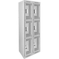Casiers Clean Line, 3 niveaux, Bloc de 2, 24" x 12" x 72", Acier, Gris, Rivet (assembl&eacute;), Perfor&eacute; Equipex