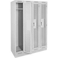 Casiers Clean Line, Bloc de 4, 48" x 15" x 76", Acier, Gris, Rivet (assembl&eacute;), Perfor&eacute; Equipex