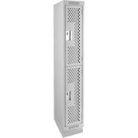 Casiers Clean Line, 2 niveaux, 12" x 18" x 76", Acier, Gris, Rivet (assembl&eacute;), Perfor&eacute; Equipex