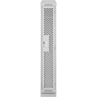 Clean Line Lockers, 12" x 18" x 82", Steel, Grey, Rivet (Assembled), Perforated Equipex