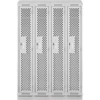 Clean Line Lockers, Bank of 4, 48" x 12" x 82", Steel, Grey, Rivet (Assembled), Perforated Equipex