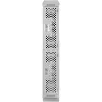 Clean Line Lockers, 2 -tier, 12" x 12" x 82", Steel, Grey, Rivet (Assembled), Perforated Equipex