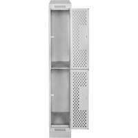 Clean Line Lockers, 2 -tier, 12" x 12" x 82", Steel, Grey, Rivet (Assembled), Perforated Equipex