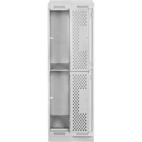 Casiers Clean Line, 2 niveaux, Bloc de 2, 24" x 18" x 82", Acier, Gris, Rivet (assembl&eacute;), Perfor&eacute; Equipex