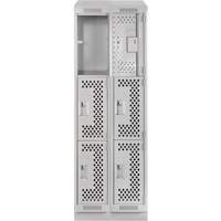 Clean Line Lockers, 3 -tier, Bank of 2, 24" x 15" x 82", Steel, Grey, Rivet (Assembled), Perforated Equipex