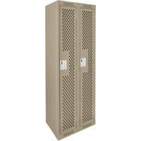 Clean Line Lockers, Bank of 2, 24" x 12" x 72", Steel, Beige, Rivet (Assembled), Perforated Equipex