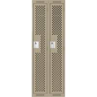Clean Line Lockers, Bank of 2, 24" x 12" x 72", Steel, Beige, Rivet (Assembled), Perforated Equipex