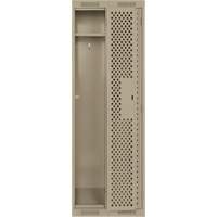Clean Line Lockers, Bank of 2, 24" x 12" x 72", Steel, Beige, Rivet (Assembled), Perforated Equipex