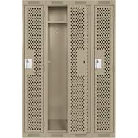Clean Line Lockers, Bank of 4, 48" x 12" x 72", Steel, Beige, Rivet (Assembled), Perforated Equipex