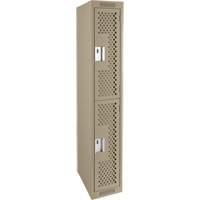 Casiers Clean Line, 2 niveaux, 12" x 15" x 72", Acier, Beige, Rivet (assembl&eacute;), Perfor&eacute; Equipex