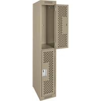 Casiers Clean Line, 2 niveaux, 12" x 15" x 72", Acier, Beige, Rivet (assembl&eacute;), Perfor&eacute; Equipex