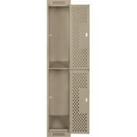 Casiers Clean Line, 2 niveaux, 12" x 15" x 72", Acier, Beige, Rivet (assembl&eacute;), Perfor&eacute; Equipex