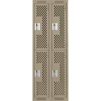 Casiers Clean Line, 2 niveaux, Bloc de 2, 24" x 15" x 72", Acier, Beige, Rivet (assembl&eacute;), Perfor&eacute; Equipex