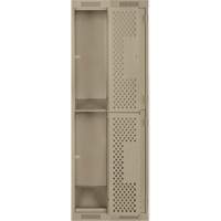 Casiers Clean Line, 2 niveaux, Bloc de 2, 24" x 15" x 72", Acier, Beige, Rivet (assembl&eacute;), Perfor&eacute; Equipex