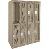Casiers Clean Line, 2 niveaux, Bloc de 4, 48" x 15" x 72", Acier, Beige, Rivet (assembl&eacute;), Perfor&eacute; Equipex