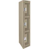 Casiers Clean Line, 3 niveaux, 12" x 12" x 72", Acier, Beige, Rivet (assembl&eacute;), Perfor&eacute; Equipex