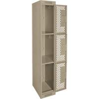 Casiers Clean Line, 3 niveaux, 12" x 12" x 72", Acier, Beige, Rivet (assembl&eacute;), Perfor&eacute; Equipex