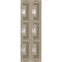 Casiers Clean Line, 3 niveaux, Bloc de 2, 24" x 12" x 72", Acier, Beige, Rivet (assembl&eacute;), Perfor&eacute; Equipex