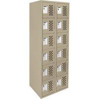 Assembled Lockerettes Clean Line Perforated Economy Lockers, 6 -tier, Bank of 2, 18" x 72" x 12", Steel Equipex