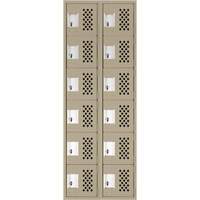 Assembled Lockerettes Clean Line Perforated Economy Lockers, 6 -tier, Bank of 2, 18" x 72" x 12", Steel Equipex