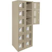 Assembled Lockerettes Clean Line Perforated Economy Lockers, 6 -tier, Bank of 2, 18" x 72" x 12", Steel Equipex
