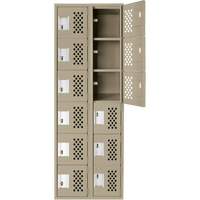 Assembled Lockerettes Clean Line Perforated Economy Lockers, 6 -tier, Bank of 2, 18" x 72" x 12", Steel Equipex